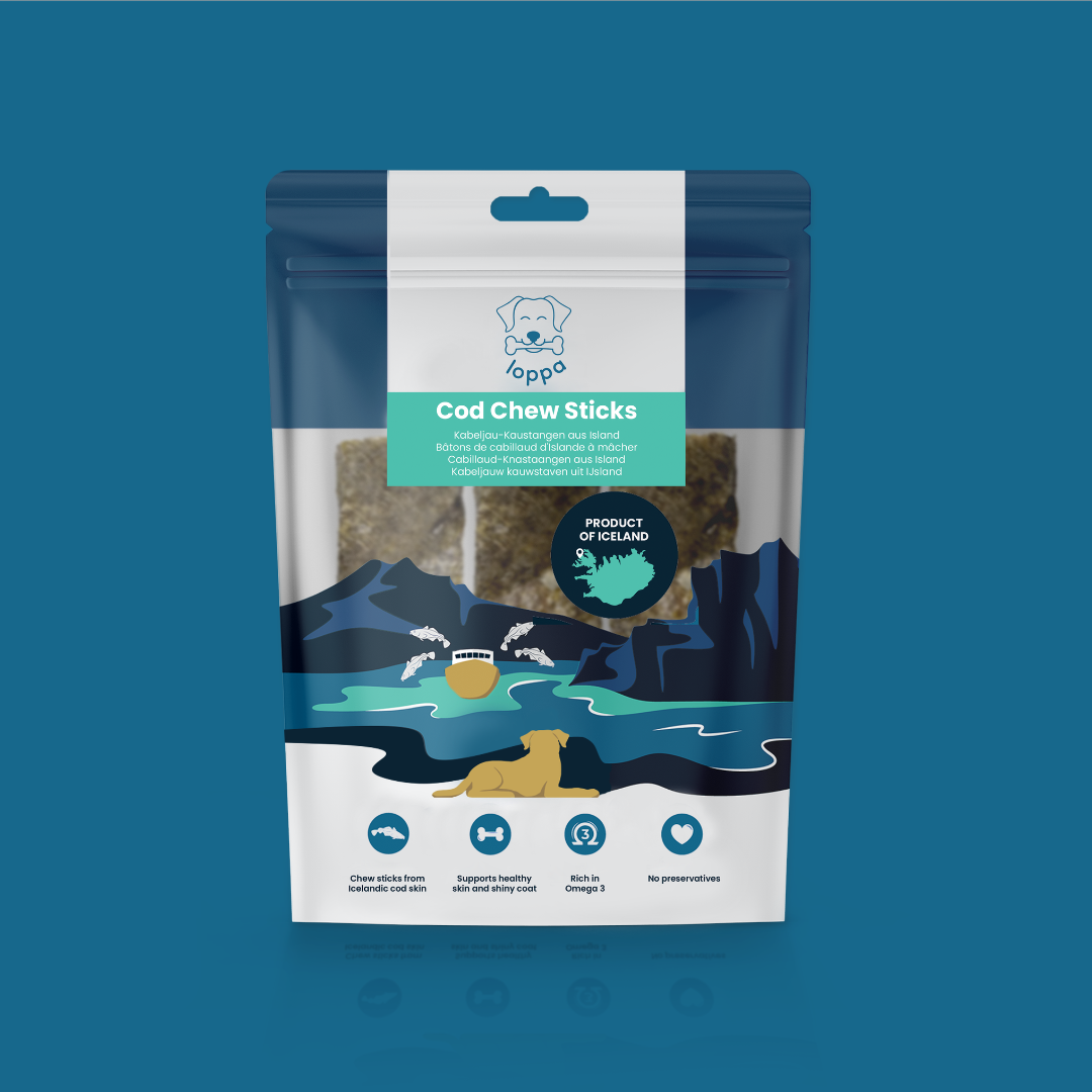 Icelandic cod skin dog chews - 3 in a bag - front
